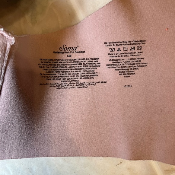 Soma vanishing back full coverage underwire pale pink bra - Picture 3 of 4